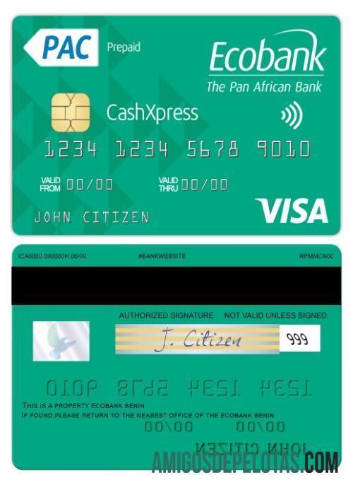 Cartão Benin Ecobank Visa Cashxpress exemplo real
